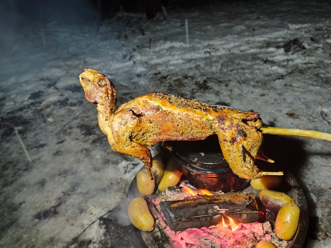 Maso pečené nad otevřeným ohněm